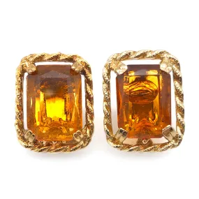 【カナダ輸入】ヴィンテージ サラ・コベントリー アンバー ガラスストーン イヤリング/Vintage SARAH COV. Amber Glass Stones Clip On Earrings