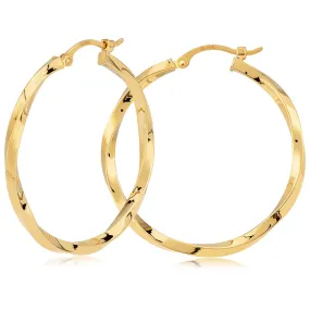 14k Gold Square Twist Hoop Earrings