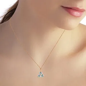 14K Solid Rose Gold Aquamarines Necklace Gemstone Genuine Royal