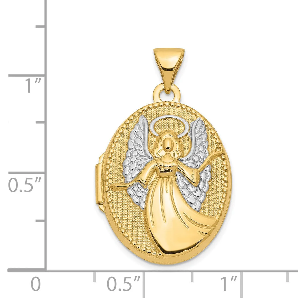 14k Two-tone Gold Oval Guardian Angel Locket
