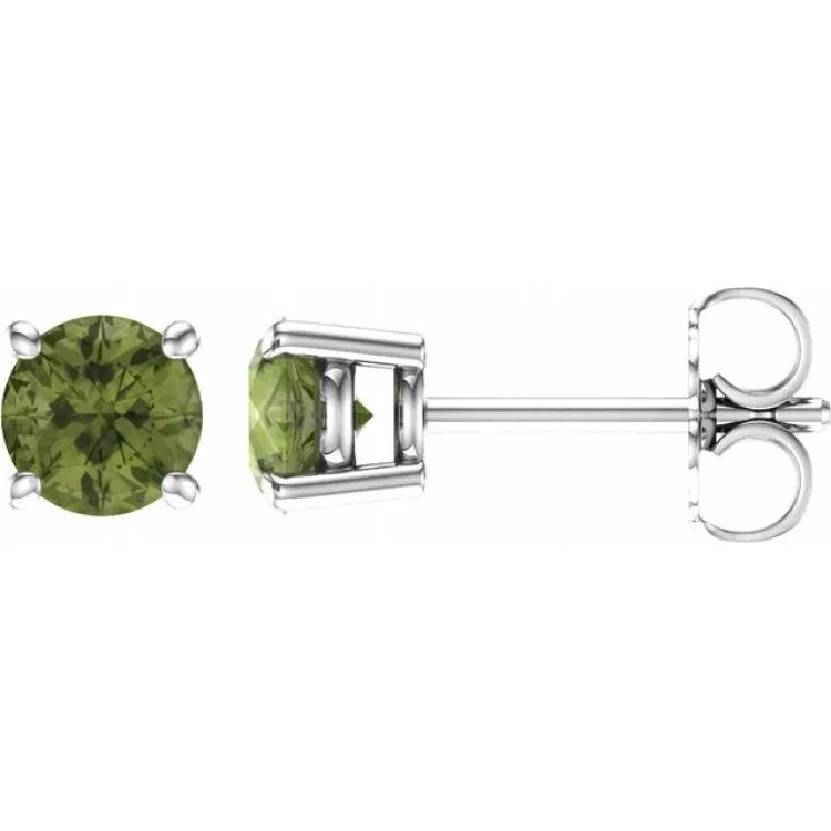14K White 5 mm Natural Peridot Stud Earrings