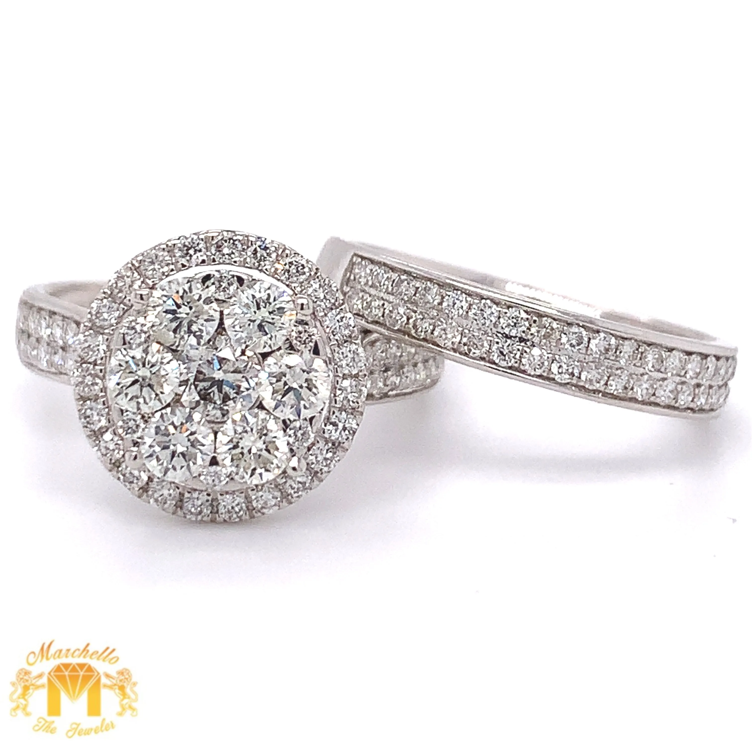 14k White Gold 2-piece Wedding Diamond Rings Set