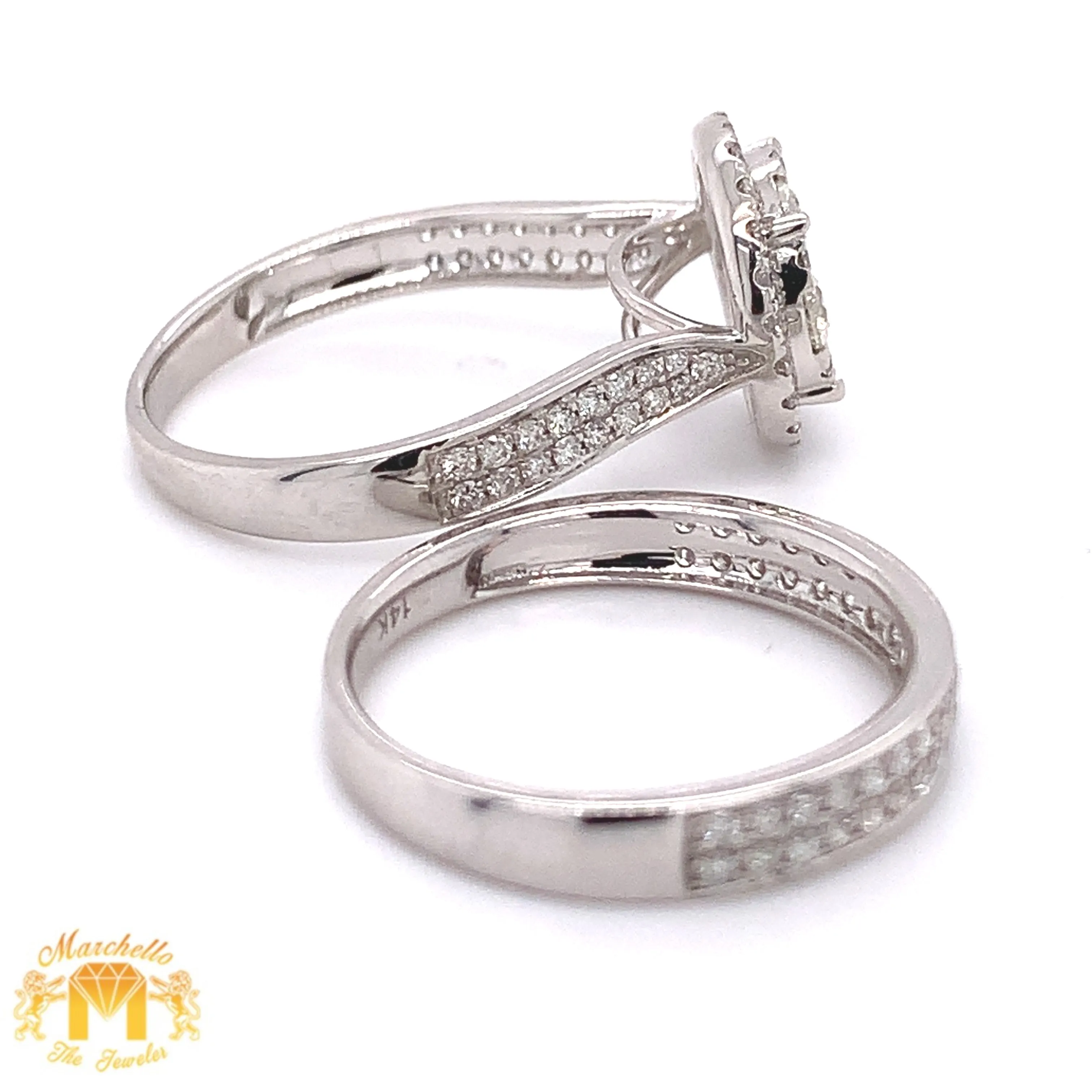 14k White Gold 2-piece Wedding Diamond Rings Set