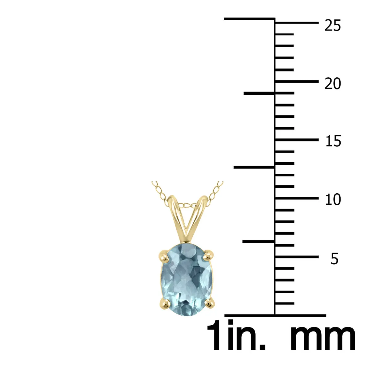 14K Yellow Gold 6X4Mm Oval Aquamarine Pendant