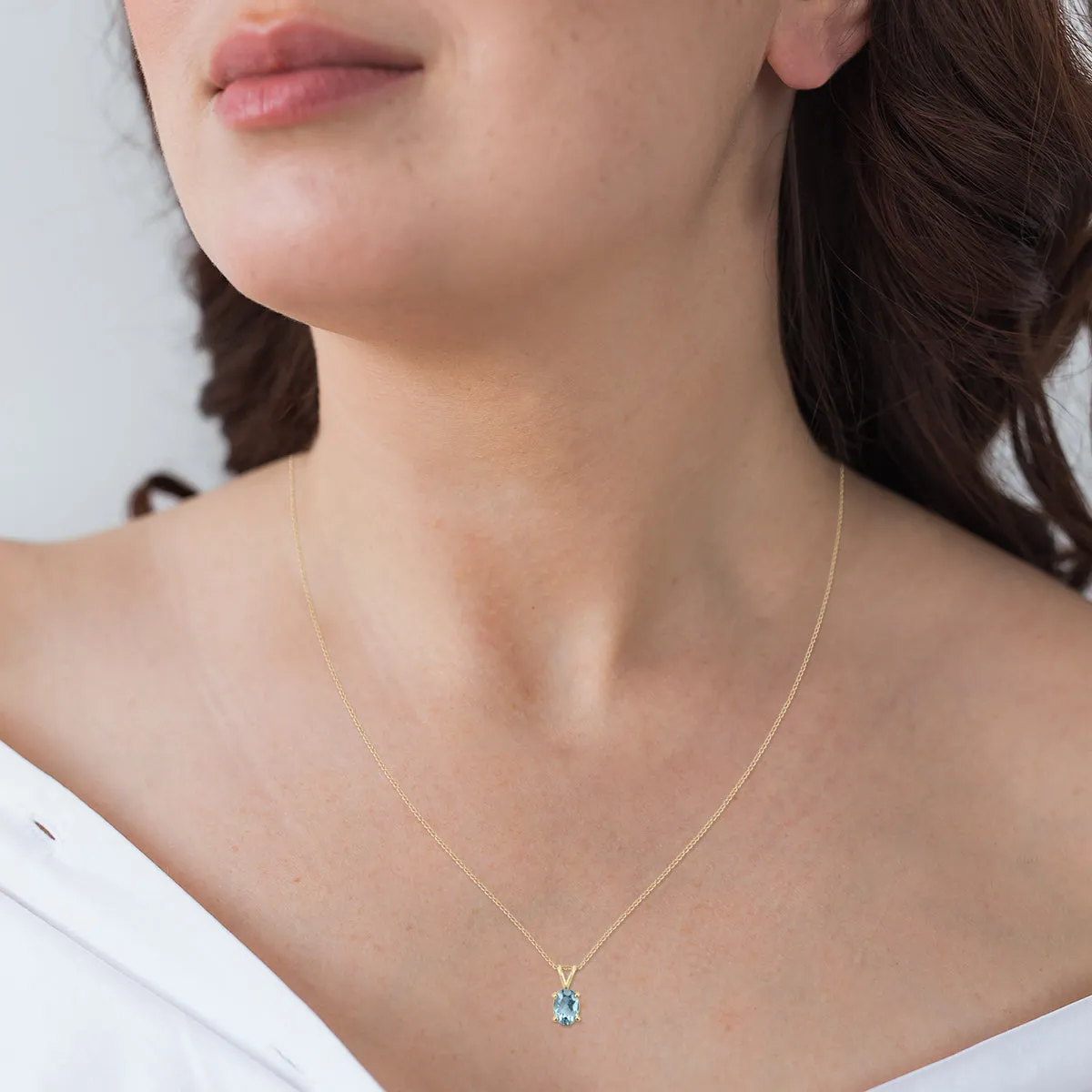 14K Yellow Gold 6X4Mm Oval Aquamarine Pendant