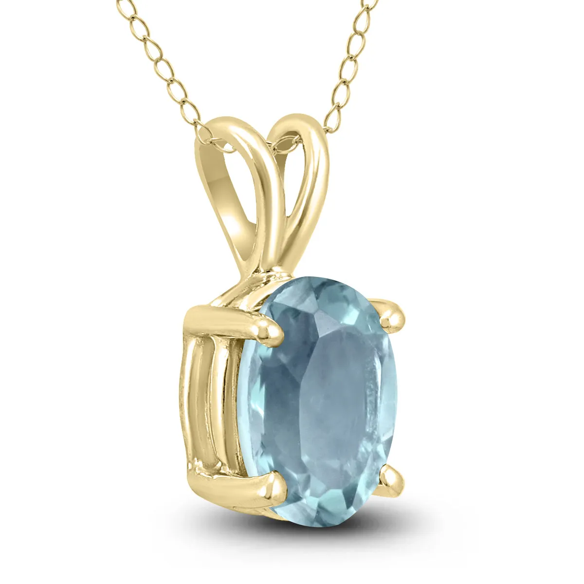 14K Yellow Gold 6X4Mm Oval Aquamarine Pendant