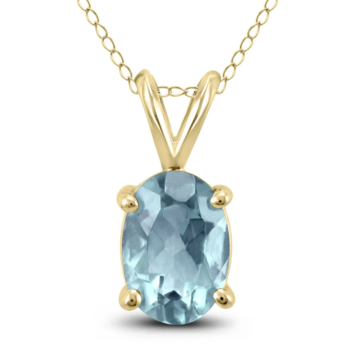 14K Yellow Gold 6X4Mm Oval Aquamarine Pendant
