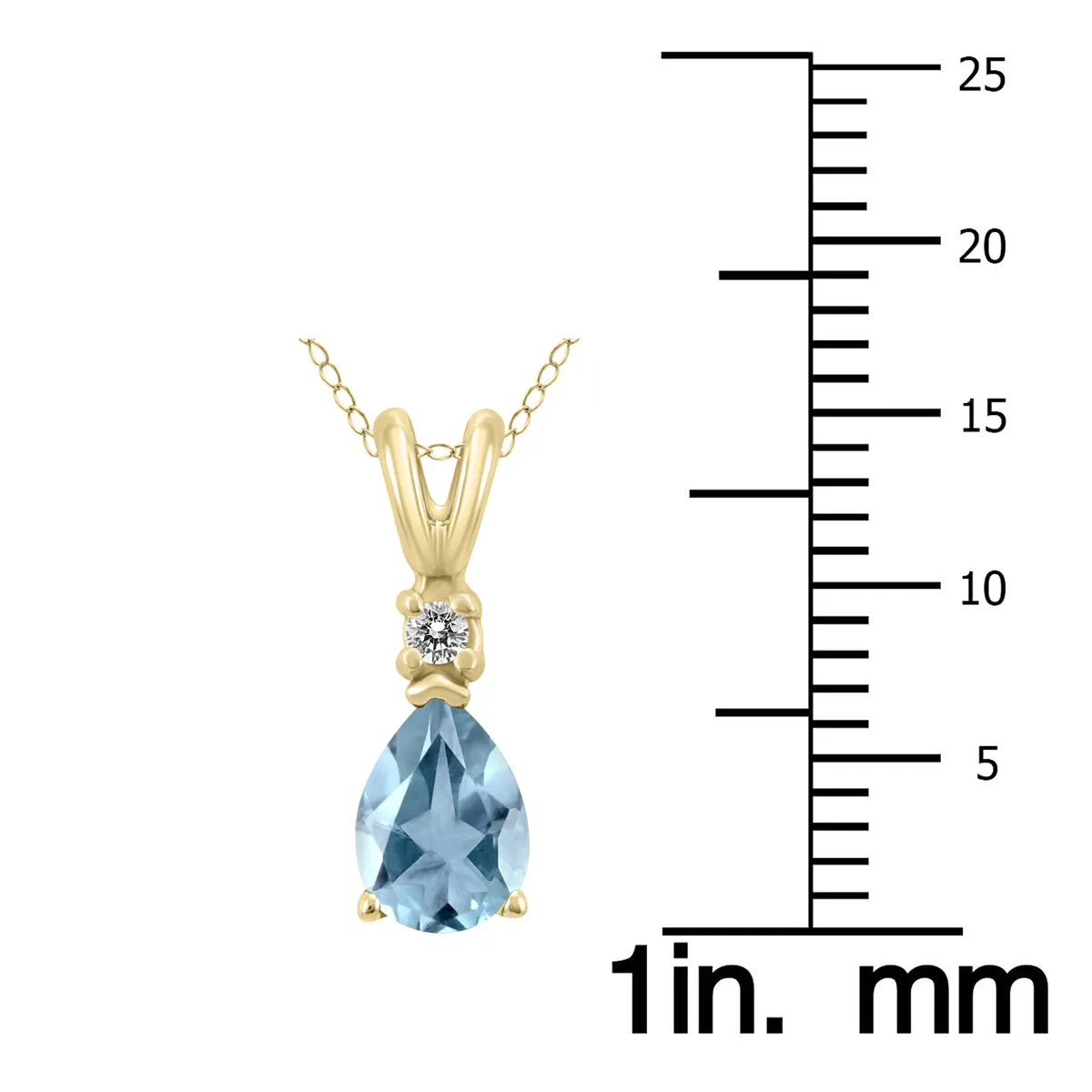 14K Yellow Gold 6X4Mm Pear Aquamarine And Diamond Pendant
