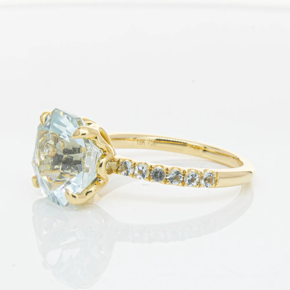 18ct Yellow Gold Aquamarine Octavus Ring