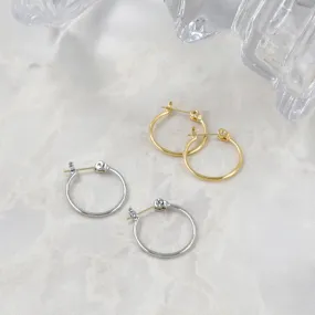 18K Gold Post Hoop Earrings