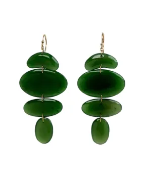 18k Yellow Gold Small Jade Totem Earrings