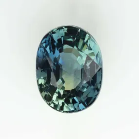 2 CARAT BI COLOR SAPPHIRE BLUE GREEN OVAL SHAPE CUT LOOSE NATURAL COLOR ZONED