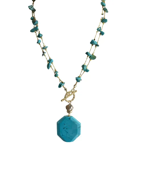 2 Way Turquoise Magnesite Beaded Necklace