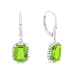 5.25ct Peridot Drop/Dangle Earrings in 14K White Gold