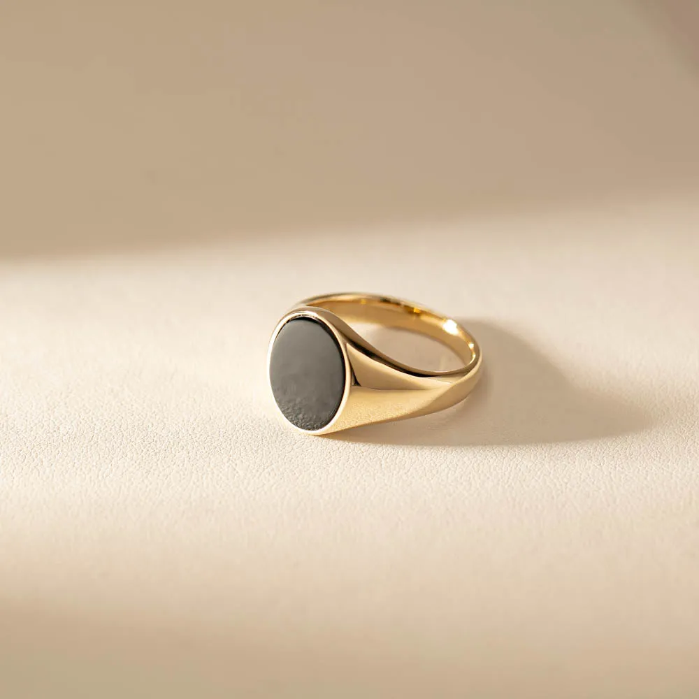 9ct Yellow Gold Oval Onyx Signet Ring