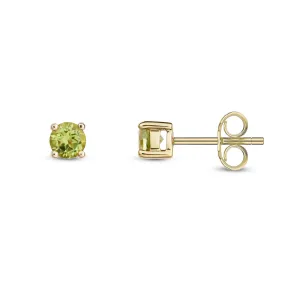 9ct Yellow Gold Peridot 4mm Round Stud Earrings