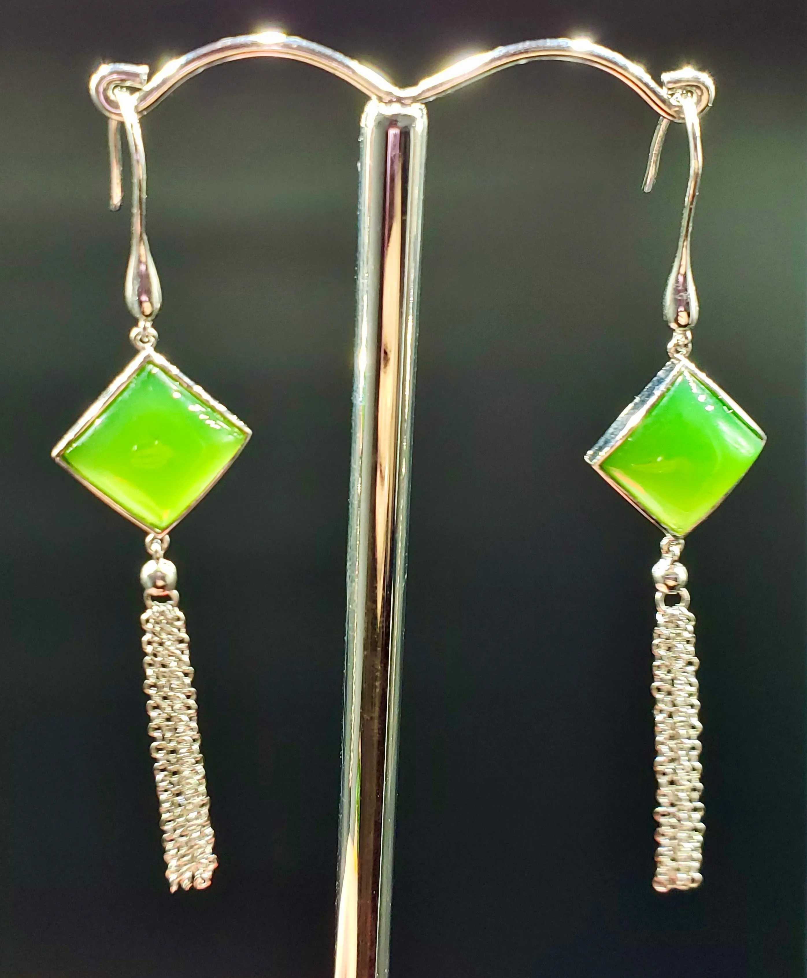 AAA GRADE SIBERIAN JADE EARRINGS #1450