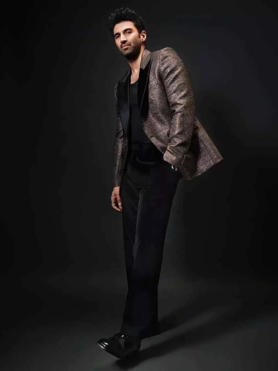 Aditya Roy Kapur In Black Stainless Steel Ring