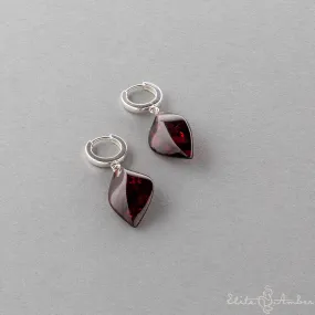 Amber earrings "Cherry leafs"