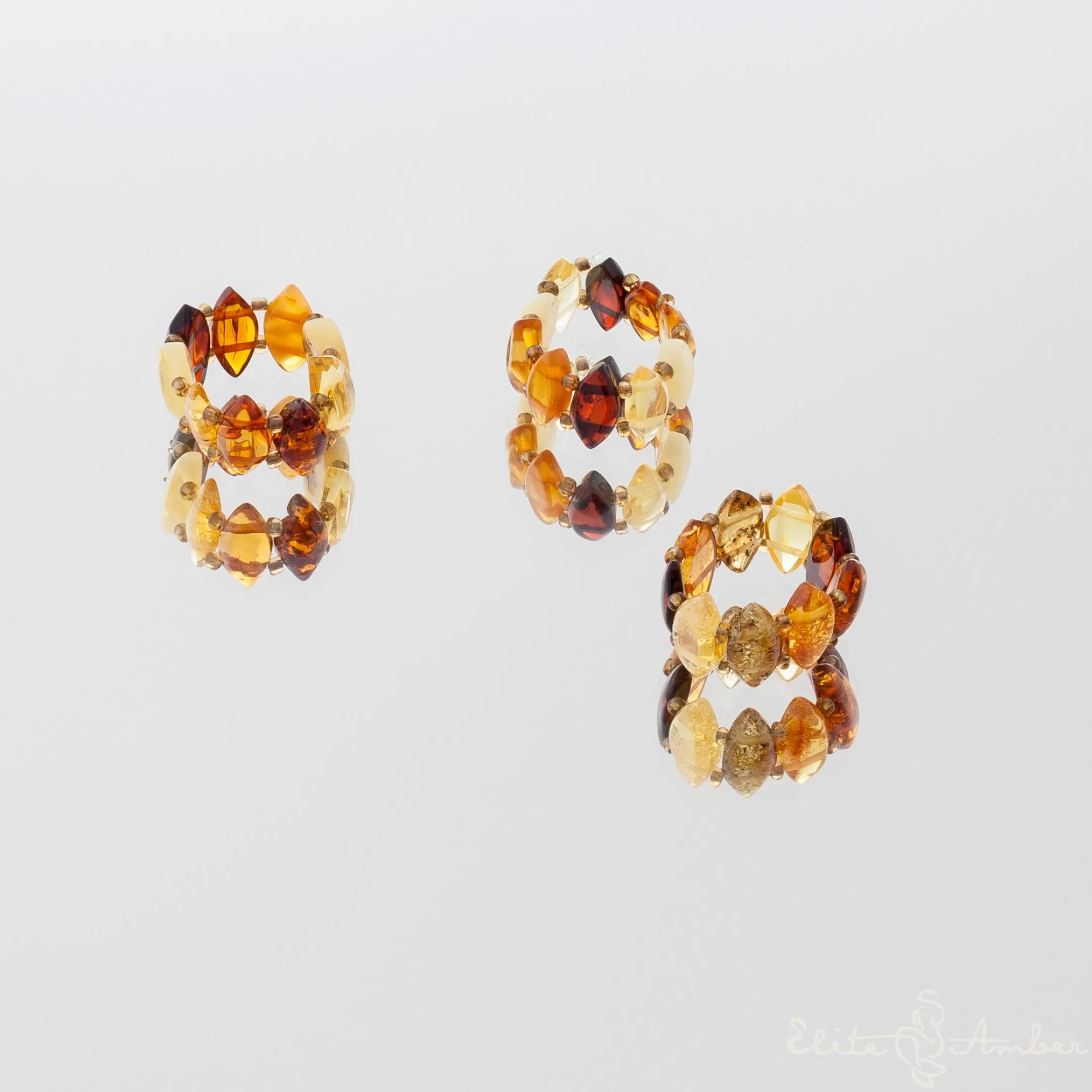 Amber ring "Multi color rain"
