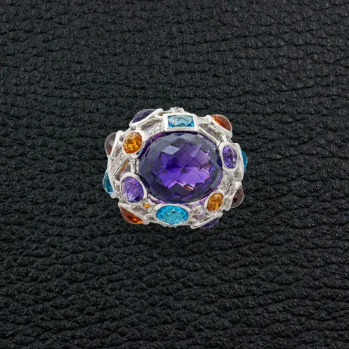 Amethyst & Gemstone Cocktail Ring