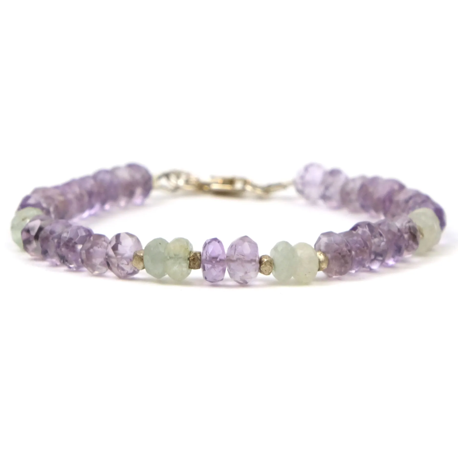 Amethyst and Aquamarine Bracelet with Sterling Silver Lobster Claw Clasp