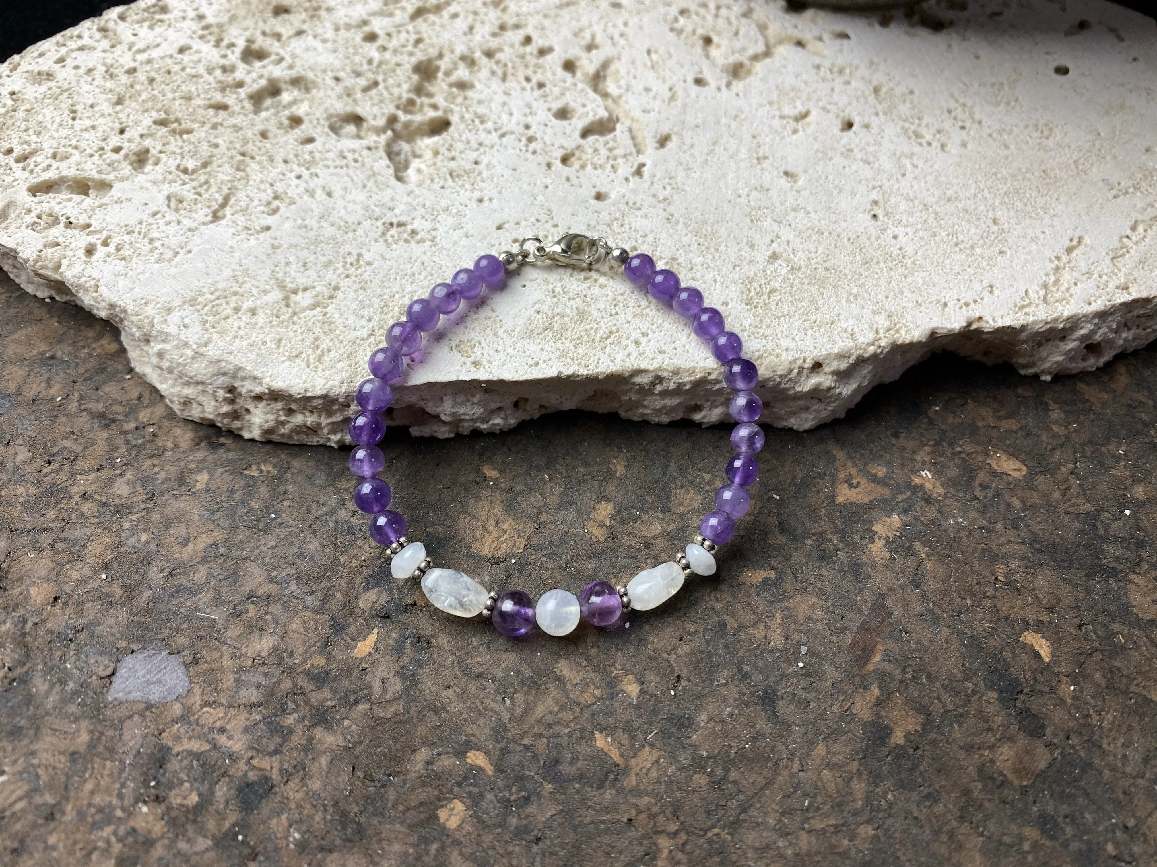 Amethyst and Moonstone Bracelet