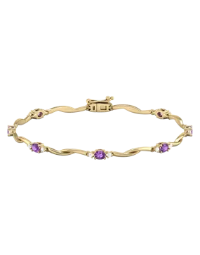 Amethyst Bracelet - 10ct Yellow Gold Amethyst & Diamond Bracelet - 787941
