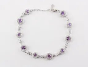 Amethyst Cubic Zirconia Bracelet - Silver