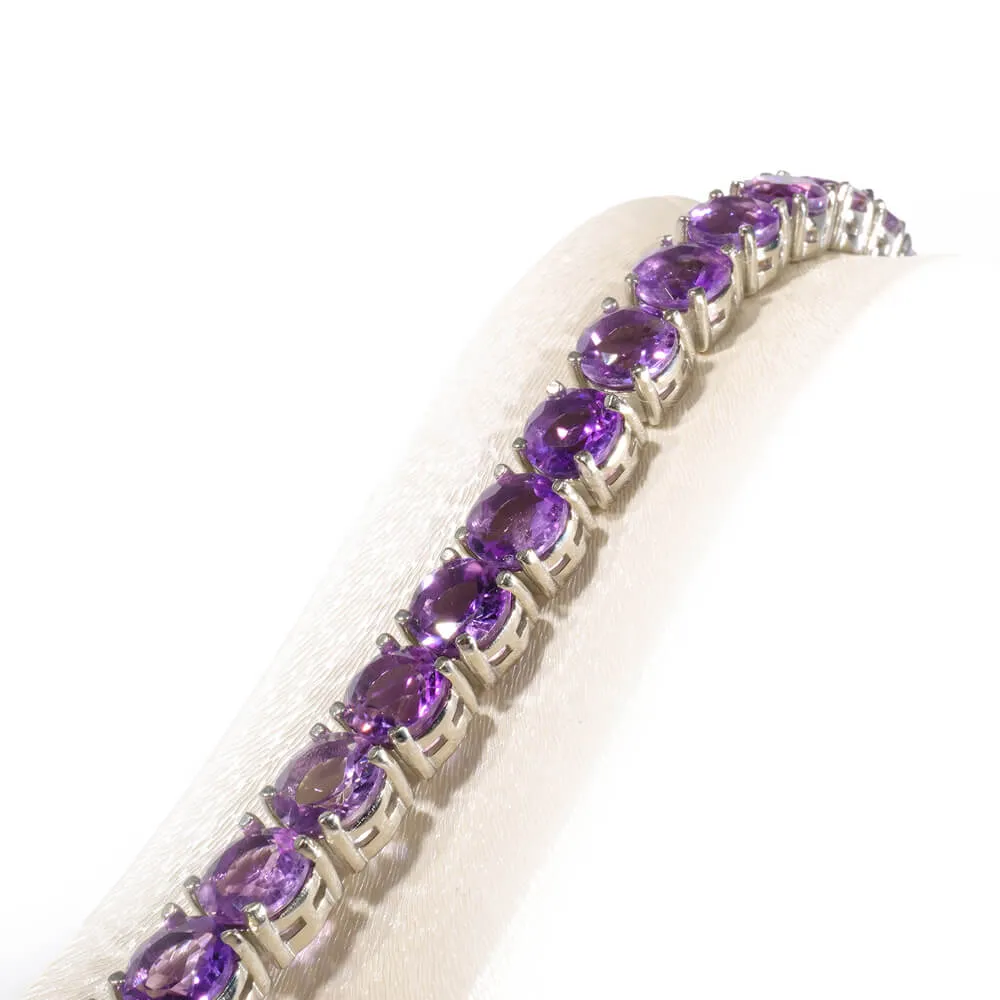 Amethyst Gemstone Silver Bracelet SCB-008