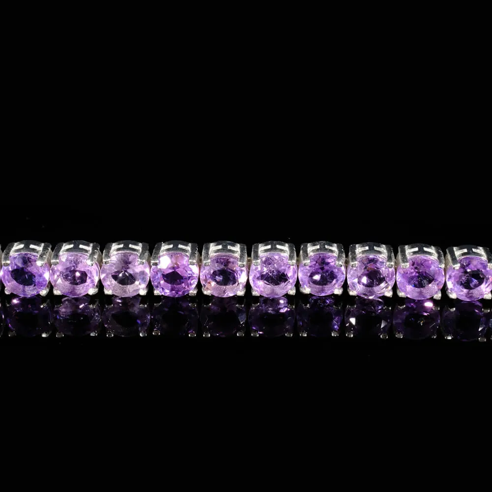 Amethyst Gemstone Silver Bracelet SCB-008