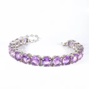 Amethyst Gemstone Silver Bracelet SCB-008