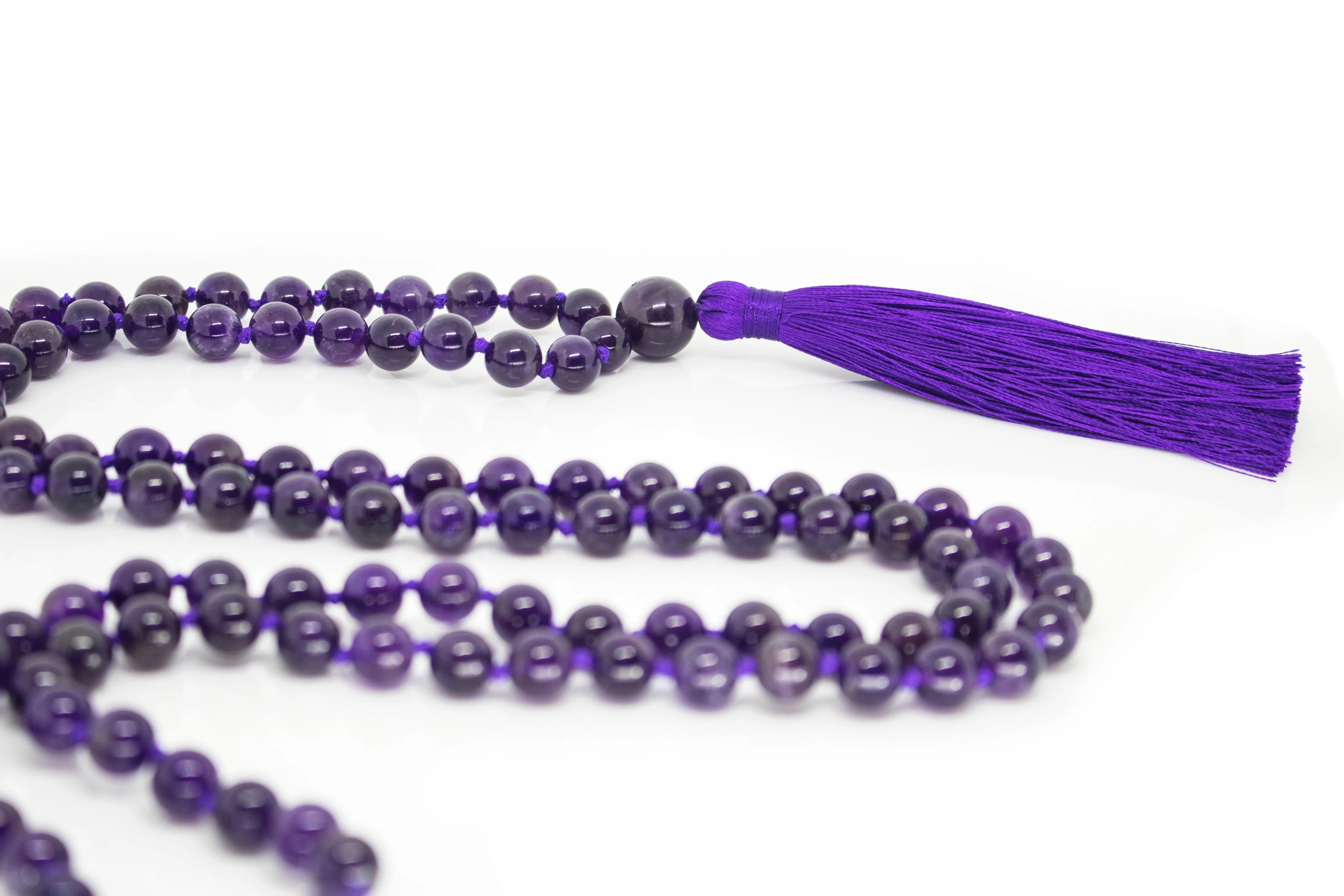 Amethyst Mala Beads Necklace - "I am Decisive"