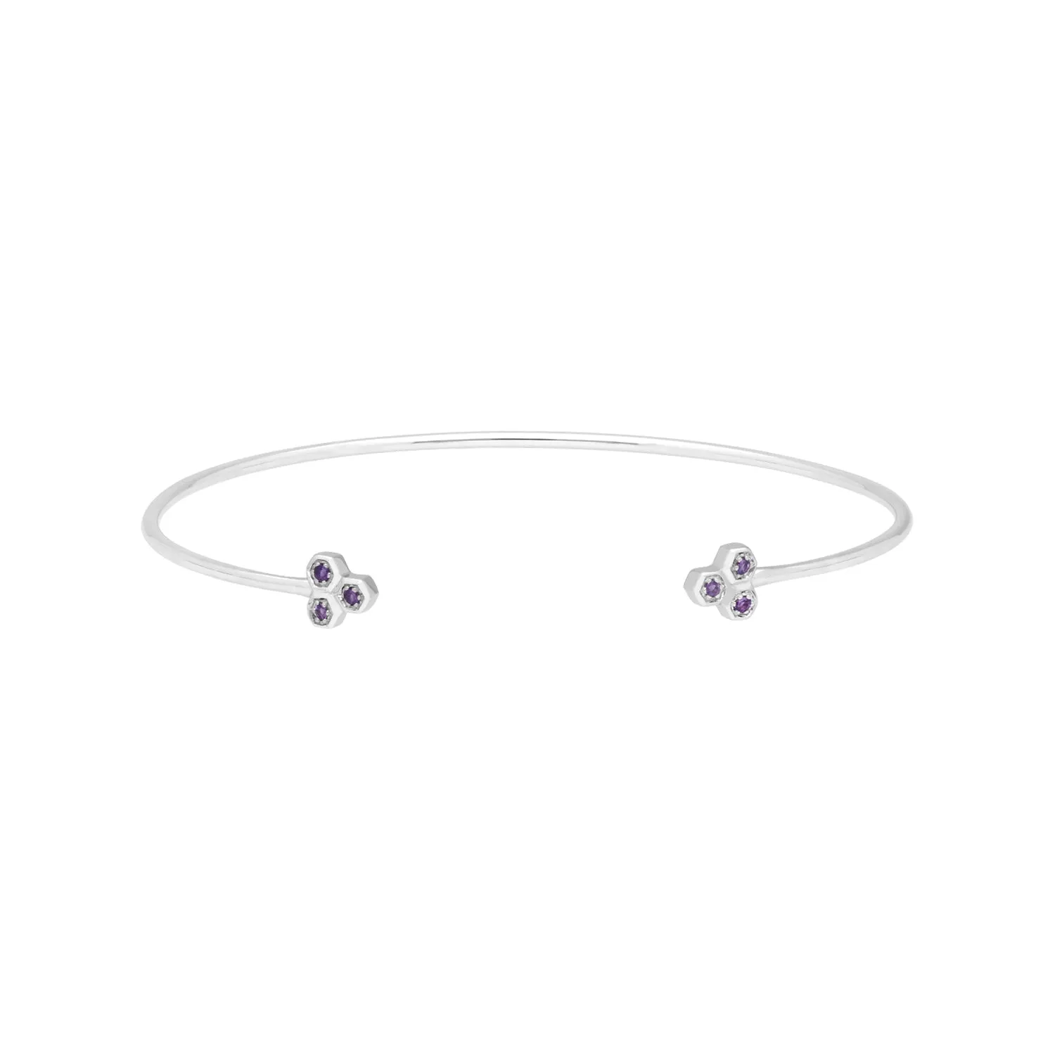 Amethyst Trilogie Geometrischer Armreif in 9ct Weiß Gold