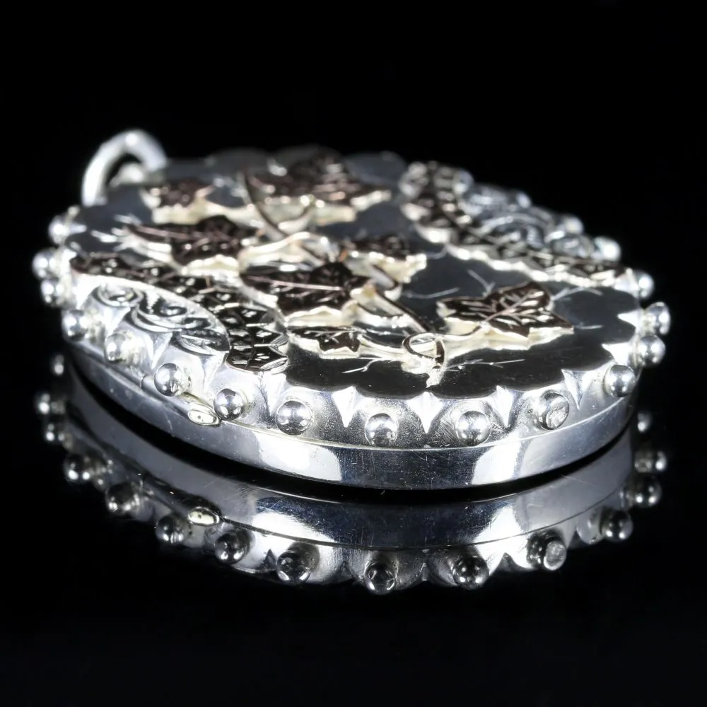 Antique Victorian Silver Gold Locket Dated 1882