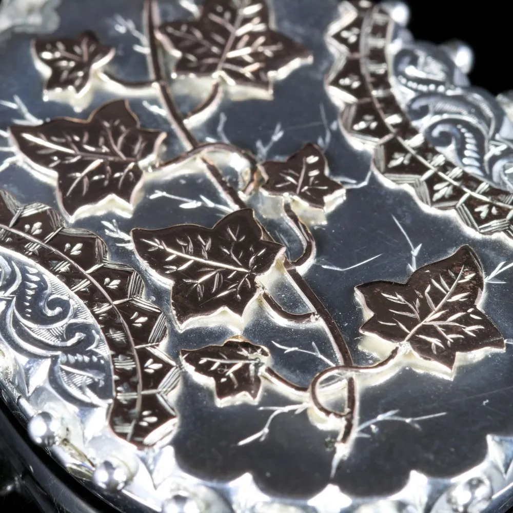 Antique Victorian Silver Gold Locket Dated 1882