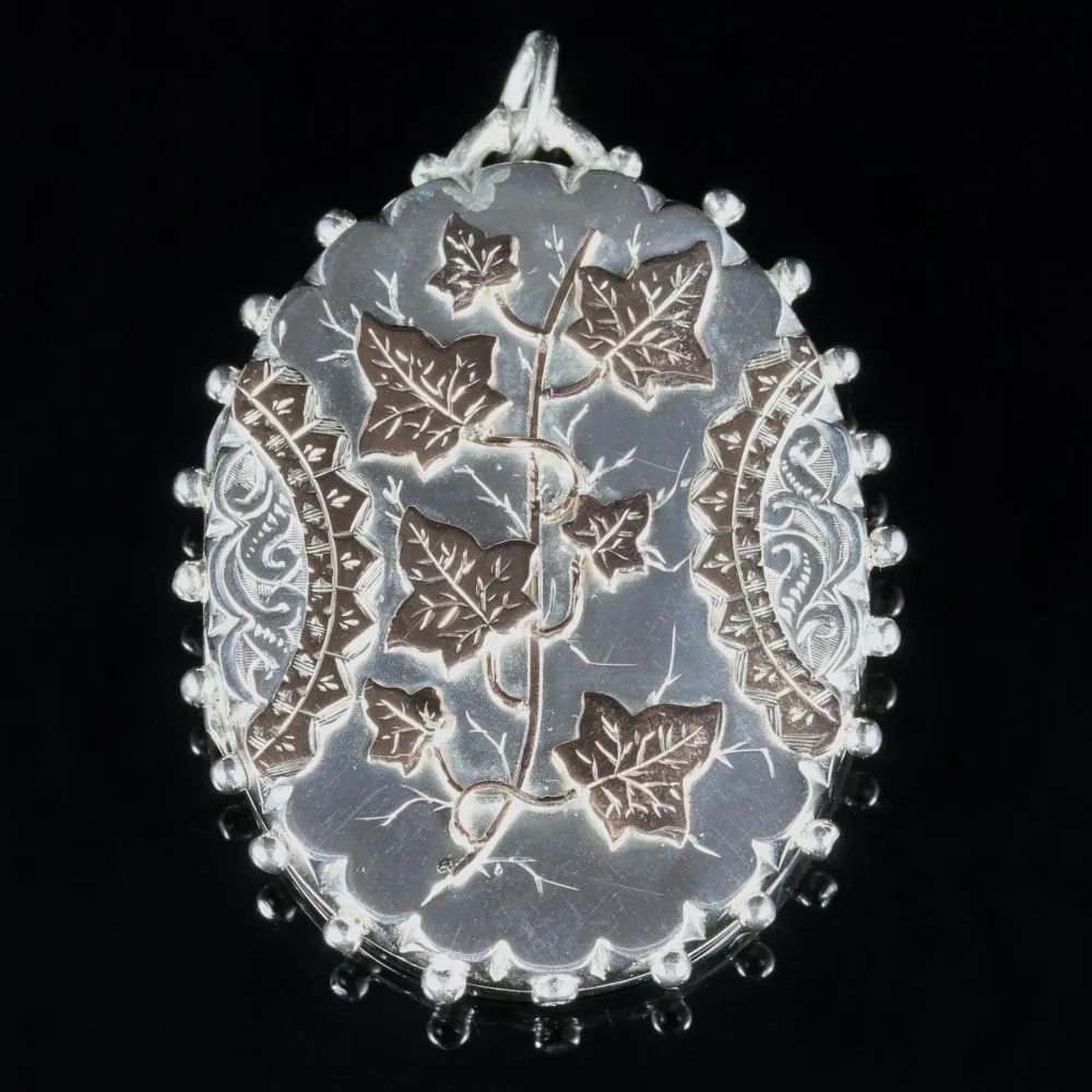 Antique Victorian Silver Gold Locket Dated 1882