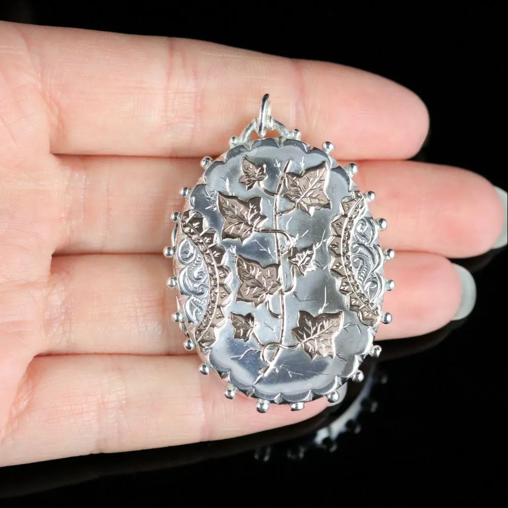 Antique Victorian Silver Gold Locket Dated 1882