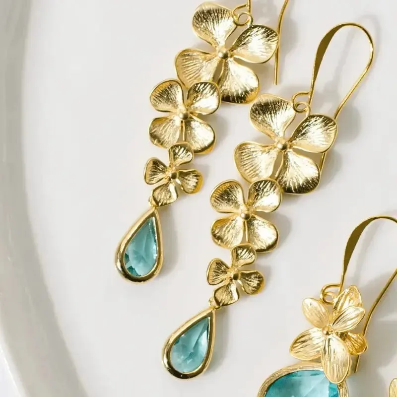 Aqua Orchid Jewelry - Triple Orchid Earrings