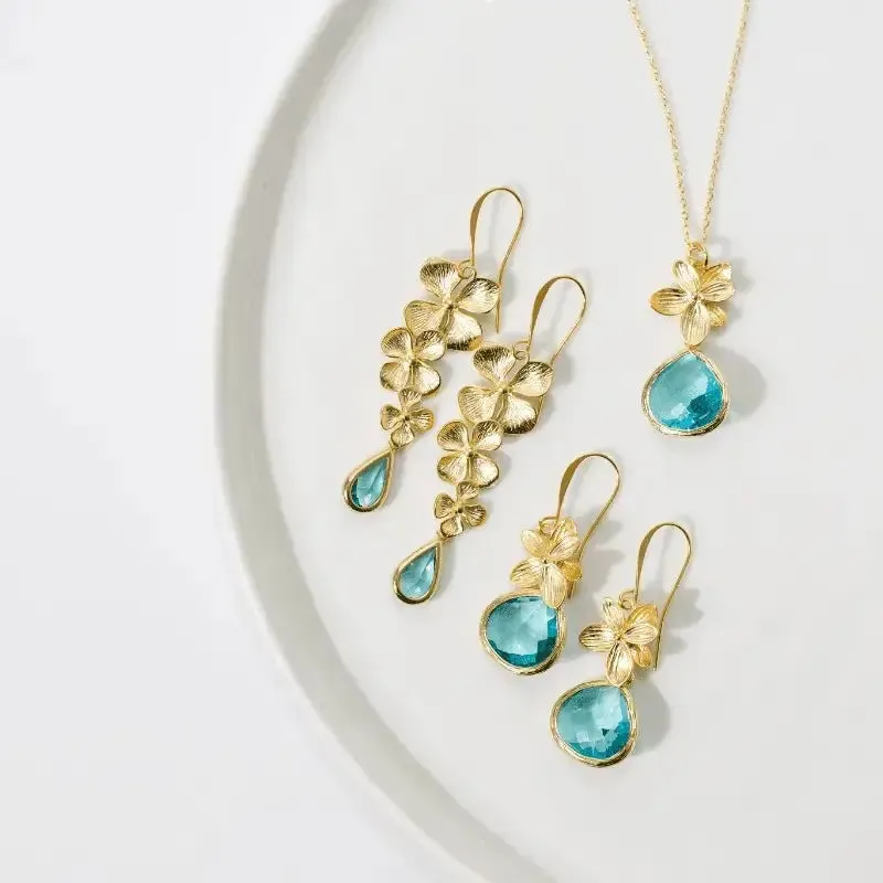 Aqua Orchid Jewelry - Triple Orchid Earrings