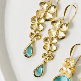 Aqua Orchid Jewelry - Triple Orchid Earrings