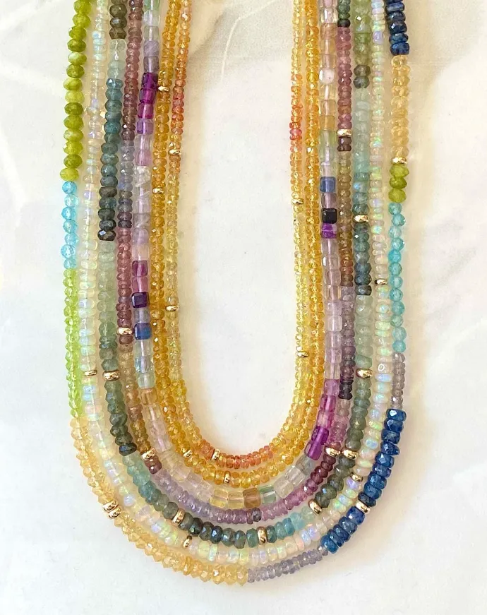 Aquamarine & Gold Beaded Necklace