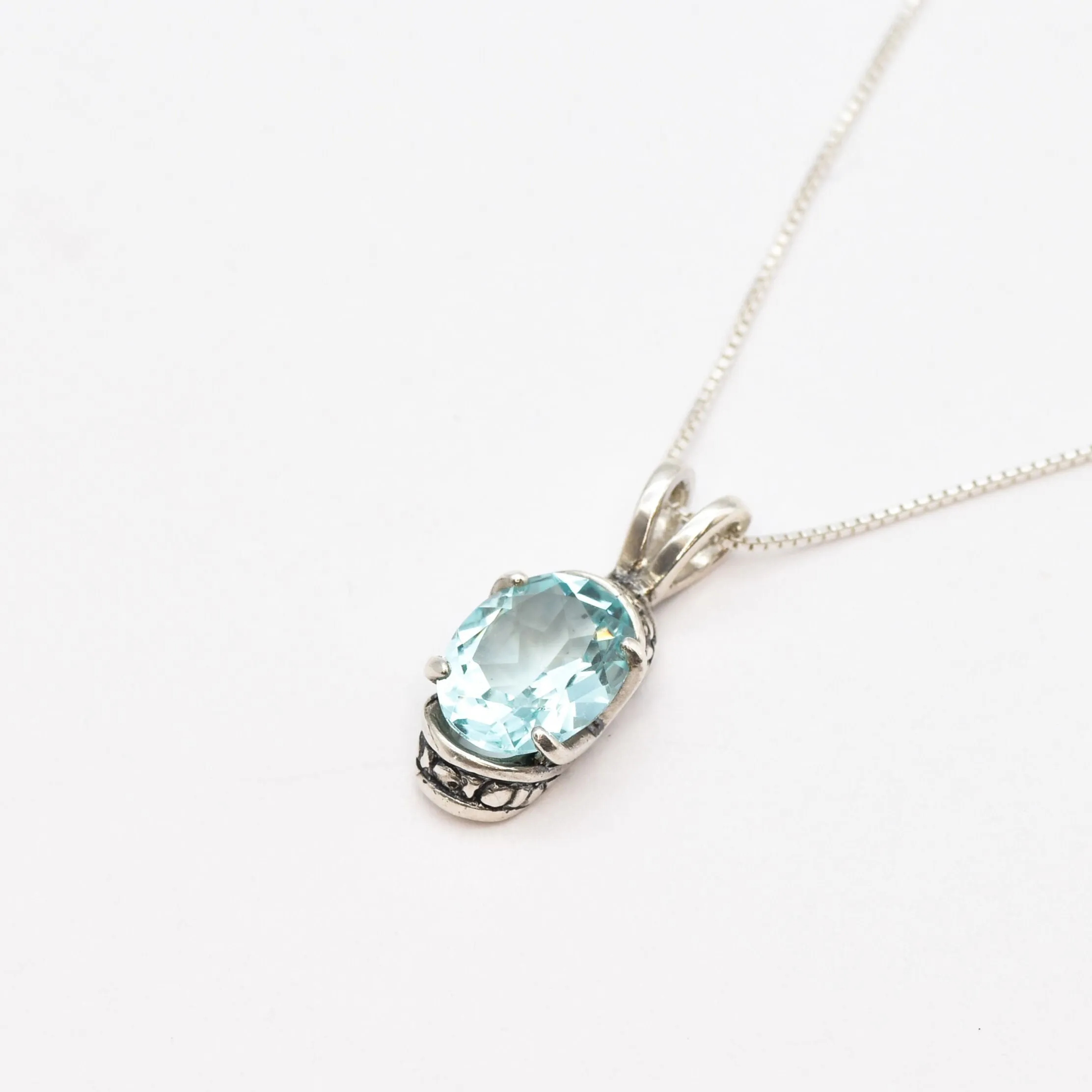 Aquamarine Pendant - Blue Boho Necklace - Vintage Tribal Necklace