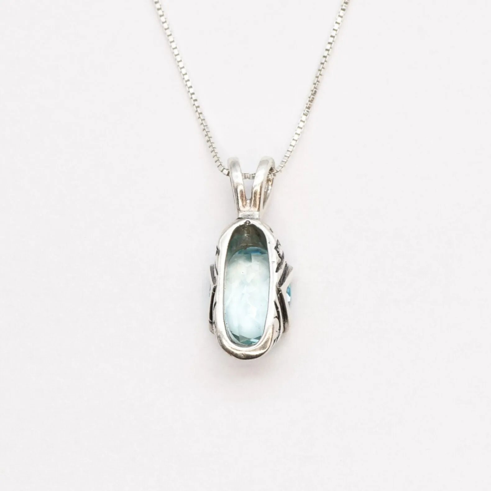 Aquamarine Pendant - Blue Boho Necklace - Vintage Tribal Necklace