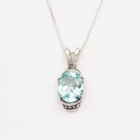 Aquamarine Pendant - Blue Boho Necklace - Vintage Tribal Necklace