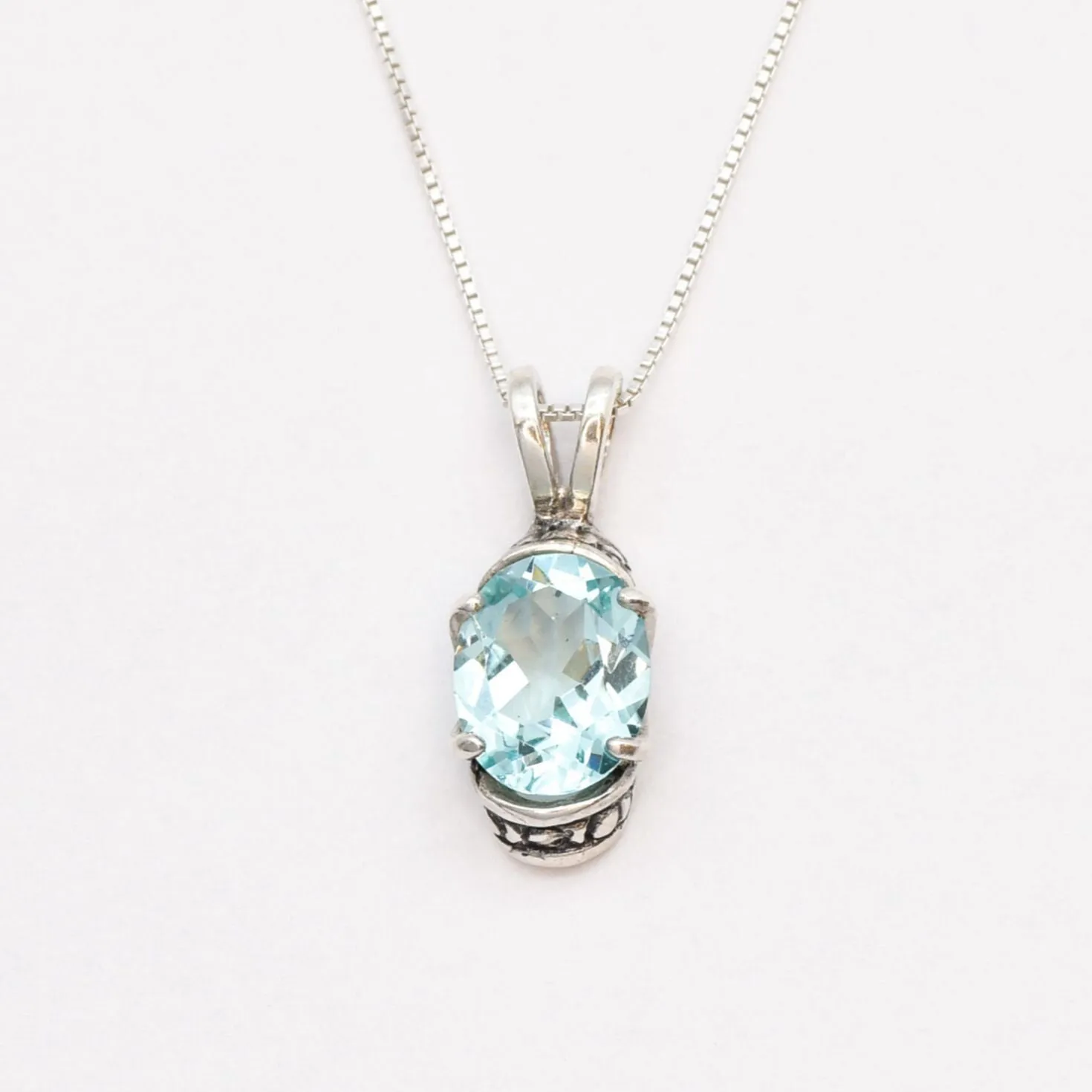 Aquamarine Pendant - Blue Boho Necklace - Vintage Tribal Necklace