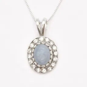 Aquamarine Pendant - Blue Oval Necklace - Classic Vintage Necklace