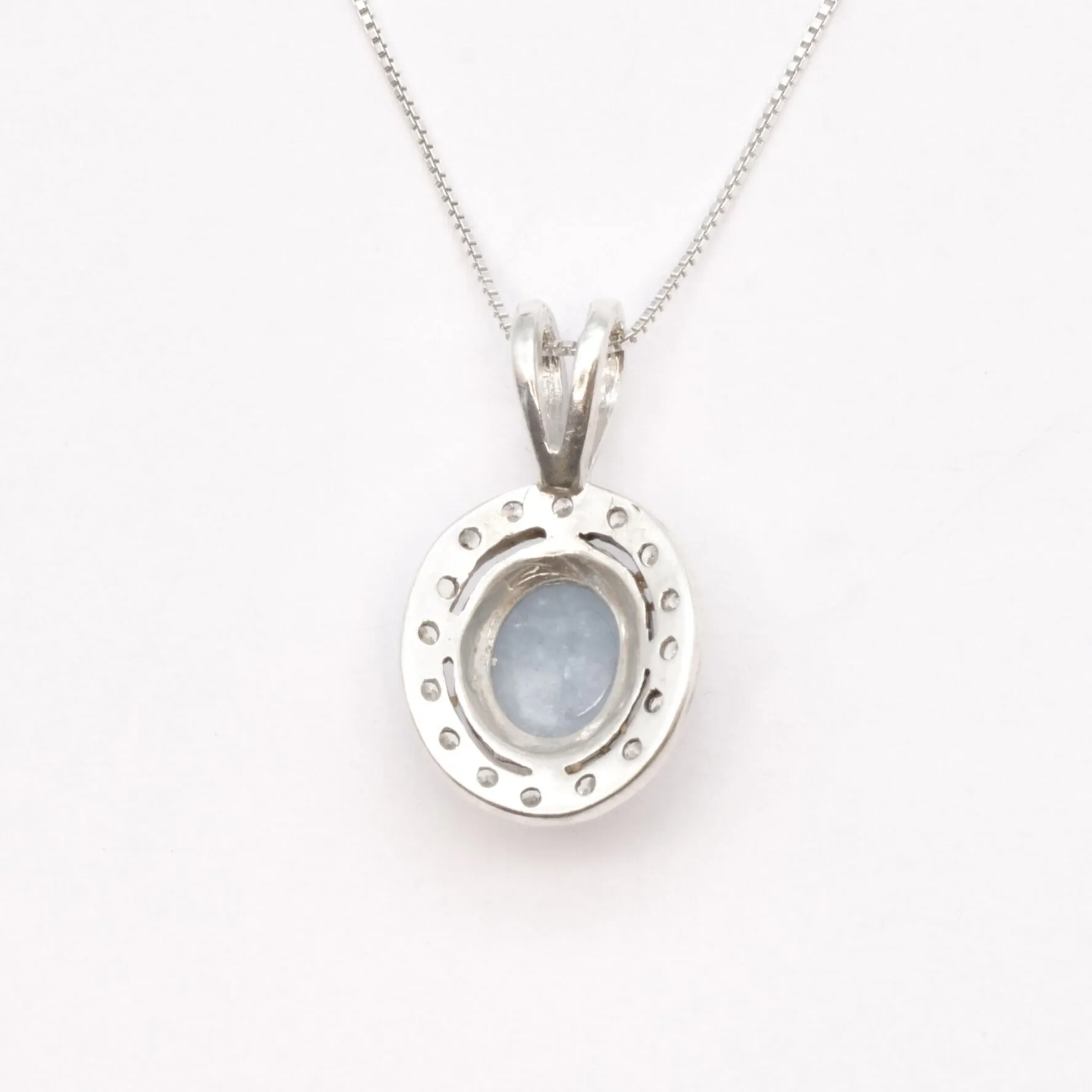 Aquamarine Pendant - Blue Oval Necklace - Classic Vintage Necklace