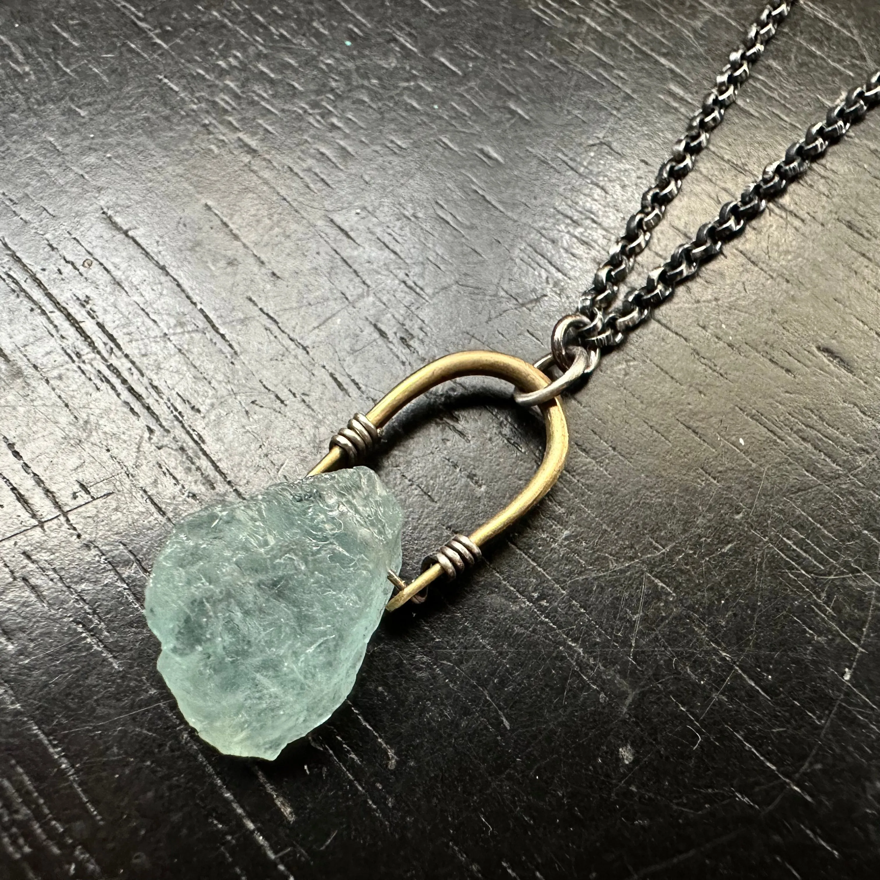 Aquamarine Taliswomen Necklace with Small Silver Bail #1