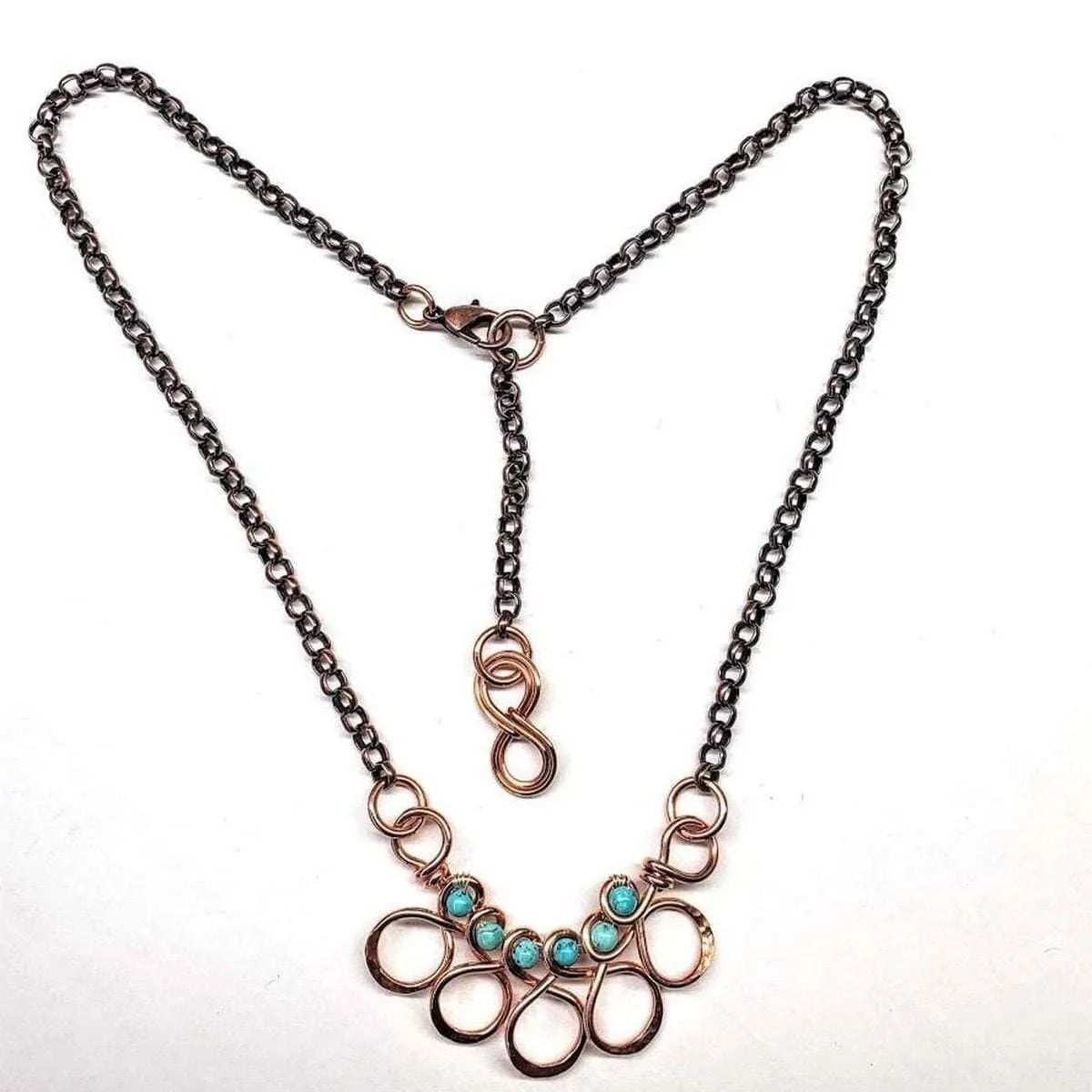 As Seen on Ashley Liao Copper Turquoise Wire Wrapped Necklace